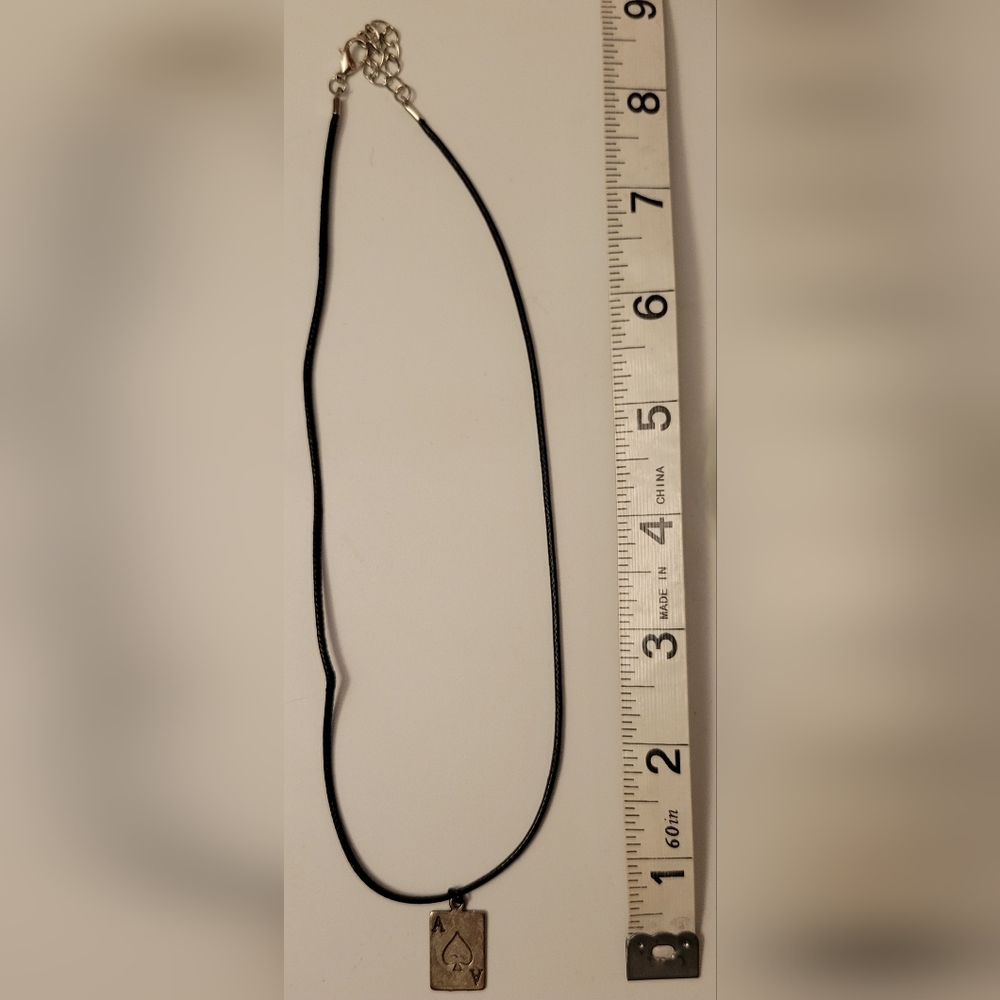 Ace Spade with black cord necklace, lobster clasp, 18" - Picture 5 of 7
